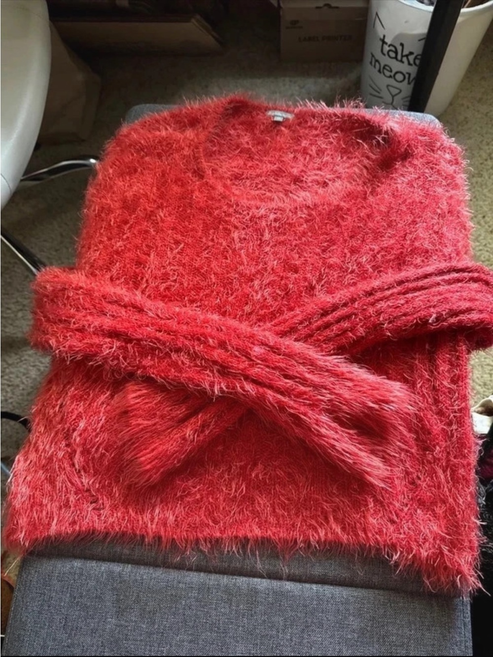 Charlotte Russe Red Fuzzy Crewneck Sweater
